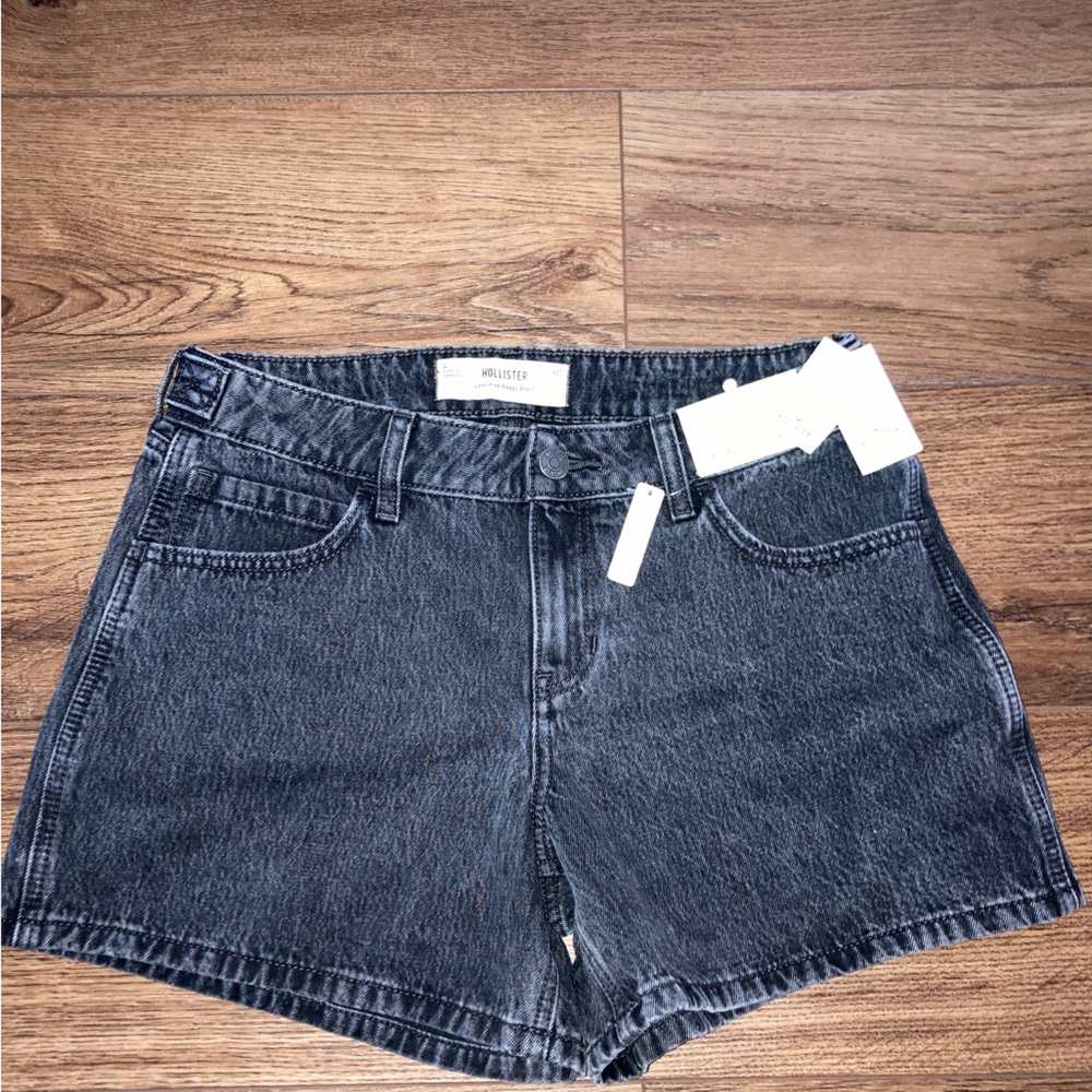Hollister women’s grey Black Washed baggy Denim Shorts size 27 new
